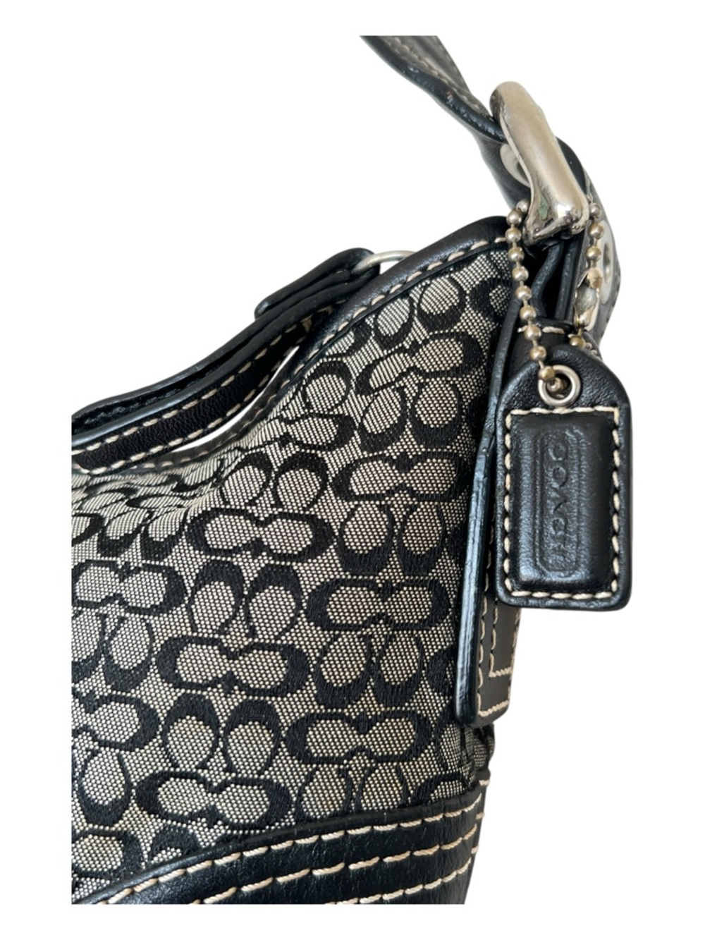 Vintage Coach Soho Signature Mini Hobo Bag - Y2K Black & Grey Demi Purse - Picture 3 of 12